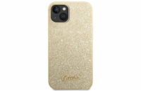 Guess PC/TPU Glitter Flakes Metal Logo Zadní Kryt pro iPhone 14 Gold Guess prémiový ochranný kryt telefonu s motivem Guess, který nejen že váš telefon perfektně ochrání, ale také svým povedeným desig