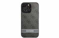 Guess PU 4G Stripe Zadní Kryt pro iPhone 13 Pro Grey Guess PU 4G Printed Stripe zadní kryt  s elegantním potiskem a logem Guess na zadní straně