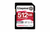 Kingston SDXC karta 512GB Canvas React Plus, UHS-II, U3, V60, R:280/W:150MB/s