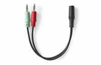 Nedis CAGB22150BK02 - Stereo Audio Kabel | 3,5mm Zástrčka -2x 3,5mm Zásuvka | 0.20 m | Kulatý | Černá