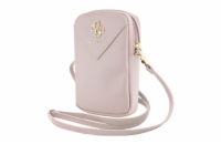 Guess Zip 4G Triangle Phone Bag Pink Luxusní telefonní taška značky Guess v elegantní zlaté barvě. Taška je zdobena ikonickým vzorem 4G a logem Guess, což jí dodává sofistikovaný vzhled. Disponuje zi