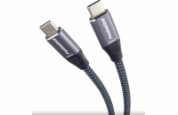 PremiumCord USB-C kabel ( USB 3.2 GEN 2x2, 5A, 100W, 20Gbit/s ) bavlněný oplet, 3m