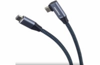 PremiumCord USB-C zahnutý kabel ( USB 3.2 GEN 2x2, 5A, 100W, 20Gbit/s ) bavlněný oplet, 3m