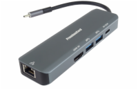 PremiumCord USB-C na HDMI, 2x USB3.2, PD 100W,RJ45