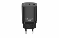 CubeNest S2D1 GaN Adaptér 35W černá (2× USB-C až 35 W), PD, přepěťová a podpěťová ochrana, s technologií GaN, pro iPhone