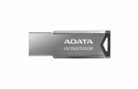 ADATA Flash Disk 512GB UV350, USB 3.2 Dash Drive, tmavě stříbrná textura kov