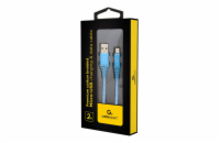 GEMBIRD CC-USB2B-AMmBM-2M-VW Premium cotton braided Micro-USB charging and data cable 2m blue/white