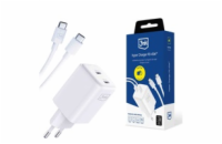 3mk Hyper Charger PD 45W+USB Cable C to C White