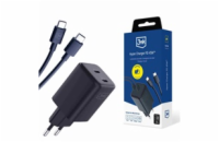 3mk Hyper Charger PD 45W+USB Cable C to C Black