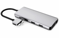 eSTUFF mobilní dokovací stanice 12-in-1 Triple Display,USB-C dock pro MacBook Pro, hliníková/metalic