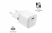 Set nabíječky FIXED Mini s USB-C výstupem a USB-C/Lightning kabelu, podpora PD, 1 metr, 20W, bílý