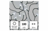 LED vánoční řetěz, 18 m, venkovní i vnitřní, studená bílá, časovač