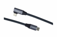 USB-C zahnutý kabel ( USB 3.2 GEN 2x2, 5A, 100W, 20Gbit/s ) 3m hliníkové krytky konektorů, bavlněný oplet