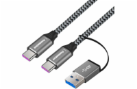 USB-C kabel ( USB 3.2 GEN 2, 5A, 100W, 20Gbit/s ) bavlněný oplet, 2m