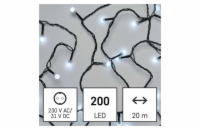 LED vánoční cherry řetěz – kuličky, 20 m, venkovní i vnitřní, studená bílá, časovač