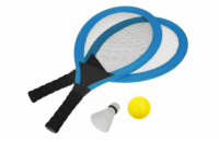 Set na plážové hry tenis/badminton 2xraketa, soft miček, badm. Košík, modrá