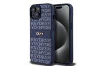 DKNY PU Leather Repeat Pattern Tonal Stripe Zadní Kryt pro iPhone 15 Blue