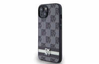 DKNY PU Leather Checkered Pattern and Stripe Zadní Kryt pro iPhone 14 Black