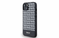 DKNY PU Leather Repeat Pattern Bottom Stripe MagSafe Zadní Kryt pro iPhone 14 Black