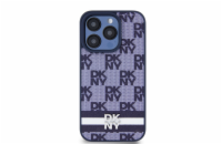 DKNY PU Leather Checkered Pattern and Stripe Zadní Kryt pro iPhone 15 Pro Max Blue