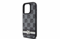 DKNY PU Leather Checkered Pattern and Stripe Zadní Kryt pro iPhone 14 Pro Black