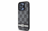 DKNY PU Leather Checkered Pattern and Stripe Zadní Kryt pro iPhone 13 Pro Black