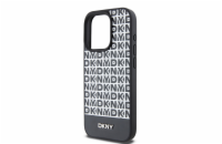 DKNY PU Leather Repeat Pattern Bottom Stripe MagSafe Zadní Kryt pro iPhone 15 Pro Max Black