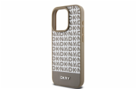 DKNY PU Leather Repeat Pattern Bottom Stripe MagSafe Zadní Kryt pro iPhone 12/12 Pro Brown