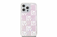 DKNY Liquid Glitter Checkered Pattern Zadní Kryt pro iPhone 15 Pro Max Pink