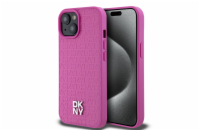 DKNY PU Leather Repeat Pattern Stack Logo Magsafe Zadní Kryt pro iPhone 15 Pink