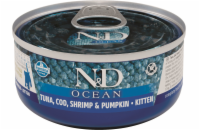 N&D OCEAN CAT Kitten Tuna & Cod & Shrimp & Pumpkin 70g konzerva pro koťata