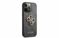 Guess PU 4G Metal Logo Zadní Kryt pro iPhone 13 Pro Max Grey