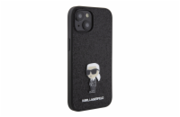 Karl Lagerfeld Fixed Glitter Metal Ikonik Zadní Kryt pro iPhone 15 Black