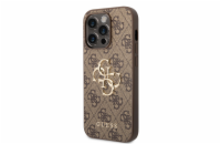 Guess PU 4G Metal Logo Zadní Kryt pro iPhone 15 Pro Brown