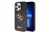 Guess PU Fixed Glitter 4G Metal Logo Zadní Kryt pro iPhone 15 Pro Max Black