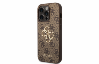 Guess PU 4G Metal Logo Zadní Kryt pro iPhone 15 Pro Max Brown