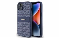 DKNY PU Leather Repeat Pattern Tonal Stripe Zadní Kryt pro iPhone 14 Blue