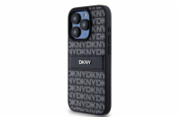 DKNY PU Leather Repeat Pattern Tonal Stripe Zadní Kryt pro iPhone 15 Pro Max Black