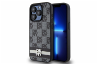 DKNY PU Leather Checkered Pattern and Stripe Zadní Kryt pro iPhone 13 Pro Max Black