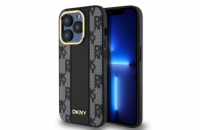 DKNY PU Leather Checkered Pattern Magsafe Zadní Kryt pro iPhone 15 Pro Black