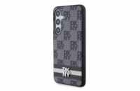 DKNY PU Leather Checkered Pattern and Stripe Zadní Kryt pro Samsung Galaxy S24+ Black