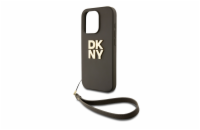 DKNY PU Leather Stack Logo Wrist Strap Zadní Kryt pro iPhone 15 Pro Max Green