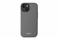 DKNY PU Leather Silver Metal Logo Magsafe Zadní Kryt pro iPhone 14 Grey