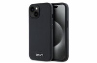 DKNY PU Leather Silver Metal Logo Magsafe Zadní Kryt pro iPhone 15 Black