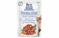 Brit Care Cat Sterilized. Fillets in Jelly with Hearty Duck & Tender Turkey 85g kapsičky pro kočky