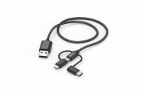 Hama USB kabel 3v1: micro USB, USB-C, Lightning, 1,5 m