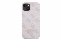 Guess PU 4G Strass Triangle Metal Logo Zadní Kryt pro iPhone 15 Pink