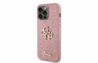 Guess PU Fixed Glitter 4G Metal Logo Zadní Kryt pro iPhone 15 Pro Max Pink