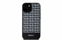 DKNY PU Leather Repeat Pattern Bottom Stripe MagSafe Zadní Kryt pro iPhone 15 Black