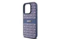 DKNY PU Leather Repeat Pattern Tonal Stripe Zadní Kryt pro iPhone 14 Pro Blue